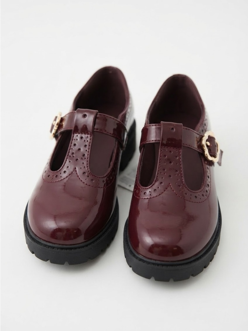 Gap Kids Burgundy Patent T-Bar Mary Jane Platform Shoes Girls Size 13 NWT
